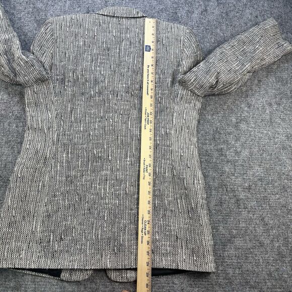 Vintage 90s Blazer Women 10 Black White Tweed Linen Blend Made in USA - Picture 15 of 16